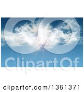 Clipart Of A Sky Background With Sunshine Clouds Flares And Snow Royalty Free Illustration