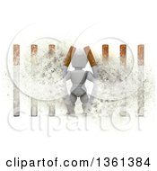 Poster, Art Print Of 3d White Character Busting Through Cigarette Bars With Explosion Effect On A White Background