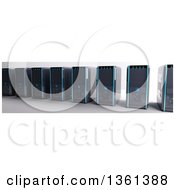 Poster, Art Print Of Row Of 3d Computer Towers On A White Background