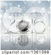 Poster, Art Print Of 3d Clock In A 2016 Happy New Year Greeting Over A Burst With Snowflakes And Flares