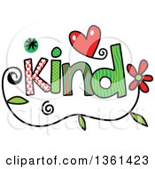 Clipart Of Colorful Sketched Kind Word Art Royalty Free Vector Illustration