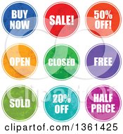 Poster, Art Print Of Colorful Round Grungy Retail Sale Icon Signs