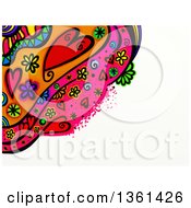 Poster, Art Print Of Heart And Flower Doodle Border With White Text Space