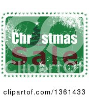 Clipart Of A Rubber Stamp Styled Green Christmas Sale Design With A Tree And Stars Royalty Free Vector Illustration by Prawny
