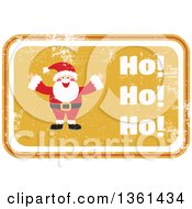 Poster, Art Print Of Rubber Stamp Styled Yellow Santa Claus Sign With Ho Ho Ho Text