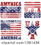 Poster, Art Print Of Rubber Stamp Styled American Flag Designs