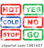 Poster, Art Print Of Rubber Stamp Styled Opposites Hot Cold Yes No Stop Go Designs