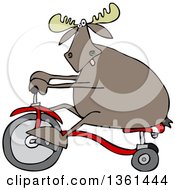 Cartoon Moose Riding A Tricycle