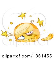 Poster, Art Print Of Cartoon Drunk Or Dizzy Yellow Smiley Face Emoji Seeing Stars