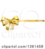 Poster, Art Print Of 3d Perfect Gold Christmas Birthday Or Other Holiday Bow And Ribbon On A Gift Over Shaded White