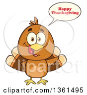 Poster, Art Print Of Cartoon Cute Thanksgiving Turkey Bird Saying Happy Thanksgiving