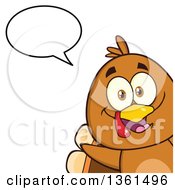 Poster, Art Print Of Cartoon Cute Thanksgiving Turkey Bird Peeking Out From A Corner And Talking
