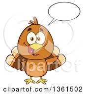 Poster, Art Print Of Cartoon Cute Thanksgiving Turkey Bird Talking
