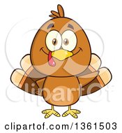 Poster, Art Print Of Cartoon Cute Thanksgiving Turkey Bird Waving