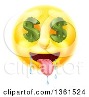 Poster, Art Print Of 3d Drooling Yellow Male Smiley Emoji Emoticon Face With Dollar Symbol Eyes