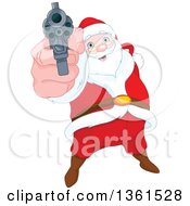 Poster, Art Print Of Christmas Santa Claus Pointing A Gun