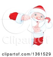 Christmas Santa Claus Gesturing To Be Quite Around A Blank Sign