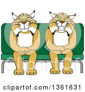 Poster, Art Print Of Bobcat School Mascot Characters Sitting On A Seat Symbolizing Safety
