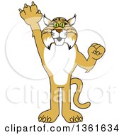 Bobcat School Mascot Character Holding Up A Hand Symbolizing Responsibility