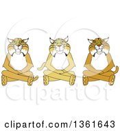 Poster, Art Print Of Bobcat School Mascot Characters Sitting On The Floor Symbolizing Respect