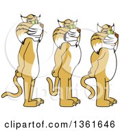 Bobcat School Mascot Characters Standing In Line Symbolizing Respect by Toons4Biz