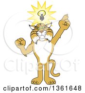 Poster, Art Print Of Bobcat School Mascot Character With An Idea Symbolizing Being Resourceful