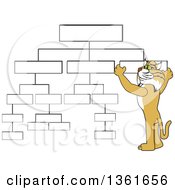 Clipart Of A Bobcat School Mascot Character Setting Up A Chart Symbolizing Organization Royalty Free Vector Illustration by Mascot Junction