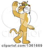 Clipart Of A Bobcat School Mascot Character Walking And Waving Symbolizing Leadership Royalty Free Vector Illustration by Toons4Biz