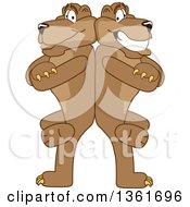 Poster, Art Print Of Cougar School Mascot Character Standing Back To Back And Leaning On Each Other Symbolizing Loyalty