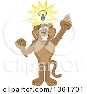 Clipart Of A Cougar School Mascot Character With An Idea Symbolizing Being Resourceful Royalty Free Vector Illustration