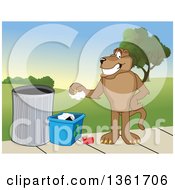 Poster, Art Print Of Cougar School Mascot Character Recycling Symbolizing Integrity