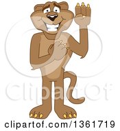 Clipart Of A Cougar School Mascot Character Pledging Symbolizing Integrity Royalty Free Vector Illustration by Mascot Junction