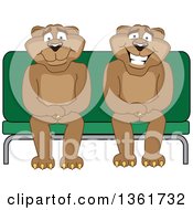 Poster, Art Print Of Cougar School Mascot Characters Sitting On A Bench Symbolizing Safety