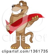 Poster, Art Print Of Cougar School Mascot Character Holding A Check Mark Symbolizing Acceptance