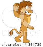Clipart Of A Lion School Mascot Character Gesturing For You To Follow Symbolizing Leadership Royalty Free Vector Illustration