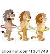 Lion School Mascot Characters Holding Hoops And Standing In Line Symbolizing Respect