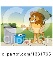 Poster, Art Print Of Lion School Mascot Character Recycling Symbolizing Integrity