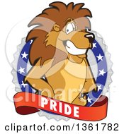 Poster, Art Print Of Lion School Mascot Character On A Pride Badge