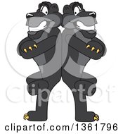 Poster, Art Print Of Black Panther School Mascot Characters Standing Back To Back And Leaning On Each Other Symbolizing Loyalty
