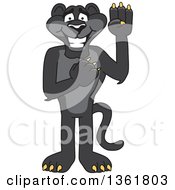 Black Panther School Mascot Character Pledging Symbolizing Integrity
