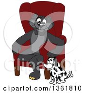 Poster, Art Print Of Black Panther School Mascot Character Sitting By A Dog Symbolizing Responsibility