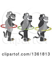 Black Panther School Mascot Characters Standing In Line With Hoop Spacers Symbolizing Respect