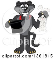 Poster, Art Print Of Black Panther School Mascot Character Magician Holding A Hat And Rabbit Symbolizing Being Resourceful
