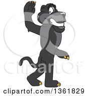 Clipart Of A Black Panther School Mascot Character Gesturing To Follow Him Symbolizing Leadership Royalty Free Vector Illustration
