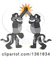 Poster, Art Print Of Black Panther School Mascot Characters High Fiving Symbolizing Pride