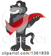Poster, Art Print Of Black Panther School Mascot Character Holding A Check Mark Symbolizing Acceptance
