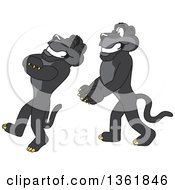 Poster, Art Print Of Black Panther School Mascot Characters Doing A Trust Fall Exercise Symbolizing Being Dependable