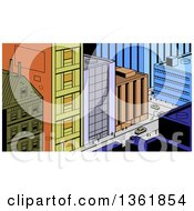 Poster, Art Print Of Retro Cartoon City Street Scene From Above