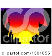 Clipart Of A Silhouetted City Skyline Against A Sunset Sky Royalty Free Vector Illustration by Clip Art Mascots