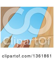 Clipart Of A Background Of City Skyscraper Buildings Against Blue Sky Royalty Free Vector Illustration